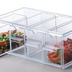 Thumbnail image #2 for Dispense-Rite TD-4 4-Section Clear Acrylic Topping Dispenser, 5-1/8"H x 13-5/8"W x 8"D