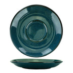 Thumbnail image #1 for International Tableware Luna LU-2-MI Round Midnight Blue Stoneware Saucer, 5-3/4" Diameter, Hand-Painted Reactive Glaze Case of 2 Dozen