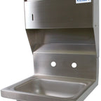 Thumbnail image #4 for BK Resources BKHS-W-1410-4D-TD Wall-Mounted 304 Stainless Steel Hand Sink, 14 x 10 x 5-Inch Bowl, Integral Towel Dispenser, Faucet Not Included