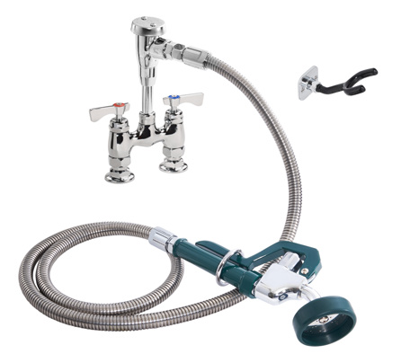 Product image #2 for Krowne Royal Series Deck-Mount Utility Spray Assembly, 4-Inch Adjustable Centers, 72-Inch Stainless Steel Hose