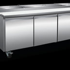 Thumbnail image #6 for Serv-Ware PP93-12-HC 94.2-Inch 3-Door 12-Pan Pizza Prep Table Refrigerator with Self-Contained Side-Mounted Refrigeration