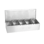 Thumbnail image #1 for Thunder Group SSCD005 5-Compartment Stainless Steel Countertop Bar Condiment Dispenser, Open Bottom Case of 16