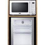 Thumbnail image #1 for Summit Commercial Summit Appliance QCSMW1OAKW Coffee Station with Glass-Door Minibar and White Microwave, 21-Inch Wide, Light Oak Finish