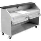 Thumbnail image #1 for Omcan 48068 Portable Stainless Steel Bar, 74"W x 23"D x 47"H, Ice Bin with Drain, Cutting Board and Speed Rails
