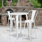 Thumbnail image #2 for Flash Furniture CH-51090BH-2-30CAFE-WH-GG Round 30" Bar-Height Table and 2 White Metal Bar Stools Set