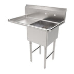 Thumbnail image #1 for ATSMFG MET MET-SE-18181L ATS MFG 1-Compartment Stainless Steel Sink with Left Drainboard, 39"W x 24"D x 45"H, 18" x 18" x 12" Bowl
