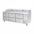 Thumbnail image #2 for Blue Air FSE LLC BAPP93-D6-HC Three-Section Pizza Prep Table, 93-1/4"W, 6 Drawers, Stainless Steel, Side-Mounted Refrigeration