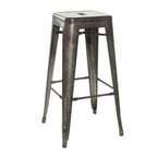 Thumbnail image #2 for JustChair Industrial Collection G42530X Backless Galvanized Metal Bar Stool, Gunmetal Finish, Tolix Style
