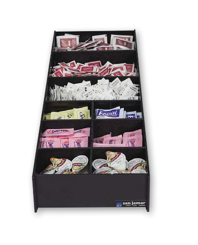 Product image #4 for San Jamar 2-Section Black Polystyrene Countertop Condiment & Straw Organizer
