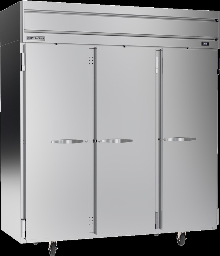 Product image #5 for Beverage Air Horizon Series Three-Section Solid Door Reach-In Refrigerator, Top-Mount Self-Contained