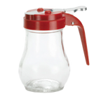 Thumbnail image #1 for TableCraft Products 406RE 6 oz Teardrop Glass Syrup Dispenser with Red Plastic Top Case of 12