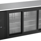 Thumbnail image #1 for Victory Refrigeration VBB72HC-F-GS-B Back Bar Refrigerator, 3-Door Sliding Glass, Black Exterior, Stainless Steel Top, 72"W x 29.5"D