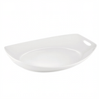 Thumbnail image #1 for CAC China Catering Collection MX-STU81 Porcelain Oval Serving Tray with 2 Handles, Super White, 18 x 14-1/2 x 3 in Case of 6