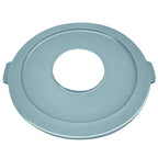 Thumbnail image #1 for Thunder Group PLTC044GH 44 Gallon Gray Plastic Round Trash Can Lid with Center Opening, Snap-On Case of 10