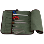 Thumbnail image #2 for JB Prince Boldric Z253 8-Pocket Soft Knife Roll Bag, Leather with Canvas Liner, Brown