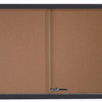 Thumbnail image #1 for AARCO Products SBC3648BA Enclosed Bulletin Board, 48"W x 36"H, Sliding Glass Door, Aluminum Frame, Cork Back Panel