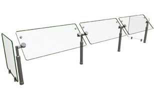 Product image #2 for Hatco Flav-R-Shield Adjustable Self-Service 3-Bay Sneeze Guard Food Shield, 96 Inch W x 18 Inch D x 23 Inch H