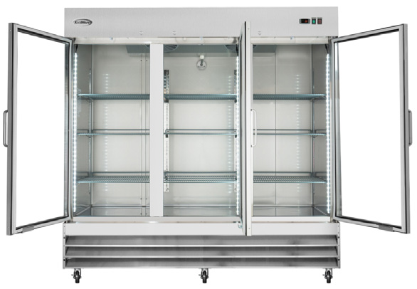 Product image #7 for KoolMore 81-Inch Three-Section Glass Door Reach-In Refrigerator, 72 Cu. Ft., Bottom-Mount Self-Contained