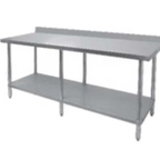 Thumbnail image #1 for GSW WT-PB3084 Stainless Steel Work Table, 84"W x 30"D x 35"H, 16/304 Gauge Sound-Deadened Top, 4" Backsplash, Undershelf