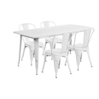 Thumbnail image #1 for Flash Furniture ET-CT005-4-30-WH-GG White Rectangular Table and 4-Chair Set, 63"W x 31-1/2"D x 29-1/2"H