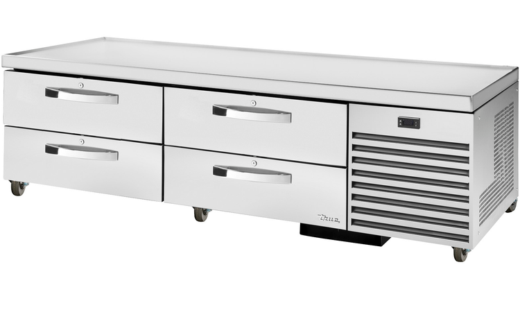 Product image #4 for True 79-1/4 Inch Refrigerated Chef Base with 4 Locking Drawers and Stainless Steel Top