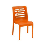 Thumbnail image #1 for Grosfillex Essenza US812019 Outdoor Resin Stacking Restaurant Chair, Orange, Cut-Out Back Case of 4
