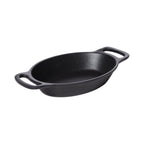 Thumbnail image #1 for G.E.T. Heiss SKOV-16-ABK Oval Cast Iron Server Platter, 7", with Handle Case of 6