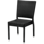 Thumbnail image #1 for Oak Street OD-CM-RN Stacking Outdoor Dining Chair, Black Synthetic Wicker Seat and Back, Aluminum Frame