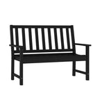 Thumbnail image #1 for Flash Furniture LE-HMP-2035-12-BLK-GG Indoor/Outdoor Wood-Frame Bench, Black, Contoured Seat with Integrated Back and Armrests