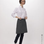 Thumbnail image #1 for Chef Works F28-ESP-0 Half-Length Bistro Apron, 19 in L x 27-1/2 in W, 65/35 Poly/Cotton, Espresso, Center-Divided Patch Pocket
