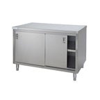 Thumbnail image #1 for Tarrison Products Ltd. Servery TC-C3042 Enclosed Stainless Steel Work Table with Sliding Doors, 42"W x 30"D, Flat Top