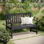 Thumbnail image #2 for Flash Furniture LTS-0525-BK-GG Outdoor Slatted 2-Person Bench, Weather-Resistant Acacia Wood, Black, 21.75"W