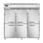Thumbnail image #1 for Continental Refrigerator Designer Line D3RNSSHD Three-Section Reach-In Refrigerator, Half-Height Solid Stainless Steel Doors, Self-Contained
