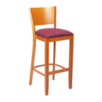 Thumbnail image #1 for G & A Commercial Seating Contempo 9629 Commercial Barstool, Square Wood Back, Upholstered Padded Seat, Footrest, Walnut Finish