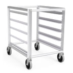 Thumbnail image #1 for Lockwood Manufacturing RR29-5 Mobile Counter-Height Aluminum Pan Rack, Open Sides, End Loading, for 18" x 26" Pans, 5-Pair Removable Slides
