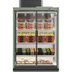 Thumbnail image #1 for Infrico USA IAG-ML12DGUM1 2-Section Glass-Door Merchandiser Refrigerator, Stainless Steel, Top-Mounted Self-Contained Refrigeration
