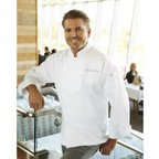 Thumbnail image #1 for Chef Works Lyon EWCC-WHT-44 Double-Breasted Chef Coat, Long Sleeve, French Cuffs, White Poly/Cotton, Size 44