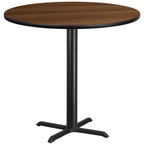 Thumbnail image #1 for Flash Furniture XU-RD-42-WALTB-T3333B-GG Round Bar-Height Pedestal Table, 42" Diameter, Walnut Laminate Top, Black PVC Edge