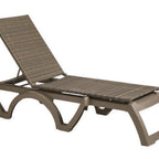 Thumbnail image #1 for Grosfillex Java UT634181 Stackable Armless Adjustable Chaise with All-Weather Wicker and French Taupe Resin Frame Case of 2