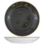 Thumbnail image #1 for Vertex China London Moonstone LMJ-E23 Round Porcelain Entrée Bowl, 10 oz, 11-3/4" Matte Black/Jade Reactive Glaze Case of 12 Dozen