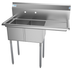 Thumbnail image #4 for KoolMore 2-Compartment Commercial Sink with Right Drainboard, Backsplash, 18-Gauge 304 Stainless Steel, 43 x 22 x 44-1/2 Inches