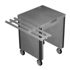 Thumbnail image #1 for Caddy T-256-L Cashier Register Stand, 36-1/4"W x 37"D x 34"H, Stainless Steel Top, Left Folding Tray Slide