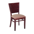 Thumbnail image #1 for G & A Commercial Seating Contempo 4629 Side Chair, Square Wood Back, Upholstered Padded Seat, European Beechwood Frame, Walnut Finish