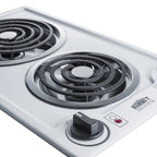 Thumbnail image #6 for Summit Commercial CCE225WH 12-Inch Two-Burner Electric Built-In Cooktop with Coil Burners, White Porcelain, Dial Controls