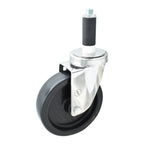 Thumbnail image #1 for BK Resources 5SS-1RA-LDP Swivel Stem Caster, 5" Polyolefin Wheel, 300 lb Capacity, 1" Expanding Stem, Stainless Steel