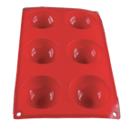 Thumbnail image #1 for Thunder Group PLBM001S Silicone Baking Mold, 6 Hemisphere Cavities, 2.7 oz., Red Case of 48