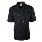 Thumbnail image #1 for Chef Revival J109BK-L Black Poly/Cotton Short-Sleeve Double-Breasted Chef Jacket, Large