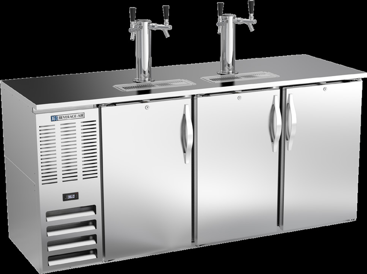 Product image #5 for Beverage-Air 72-Inch Shallow-Depth Draft Beer Cooler with 3 Solid Doors and Dual Faucet Towers