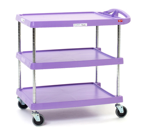 Product image #4 for Metro myCart Series 3-Shelf Purple Polymer Utility Cart, 400 lb Capacity