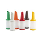 Thumbnail image #1 for TableCraft Products PourMaster 10285A 1-Quart One-Piece Pour Bottle, Assorted Color-Coded Spouts and Bases Case of 12